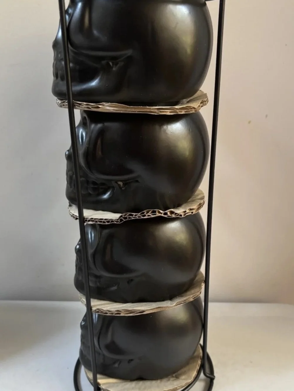 Black Skull Stackable Mugs with Rack - Set of 4